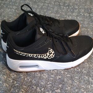 Nike Black and White Sneakers with Leopard Print